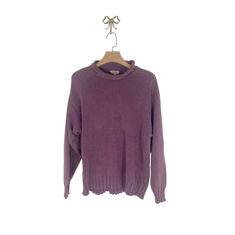 Giorgio Armani Le Collezioni Purple Mock Neck Knit Sweater Made in Italy Large